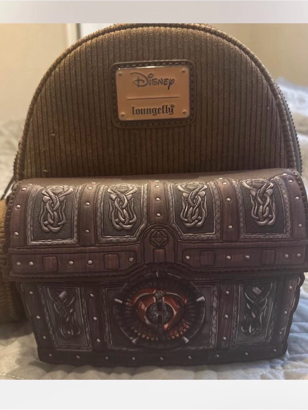 Loungefly Brown Pirate of the Caribb Chest Mini Backpack with Embossed Detailing
